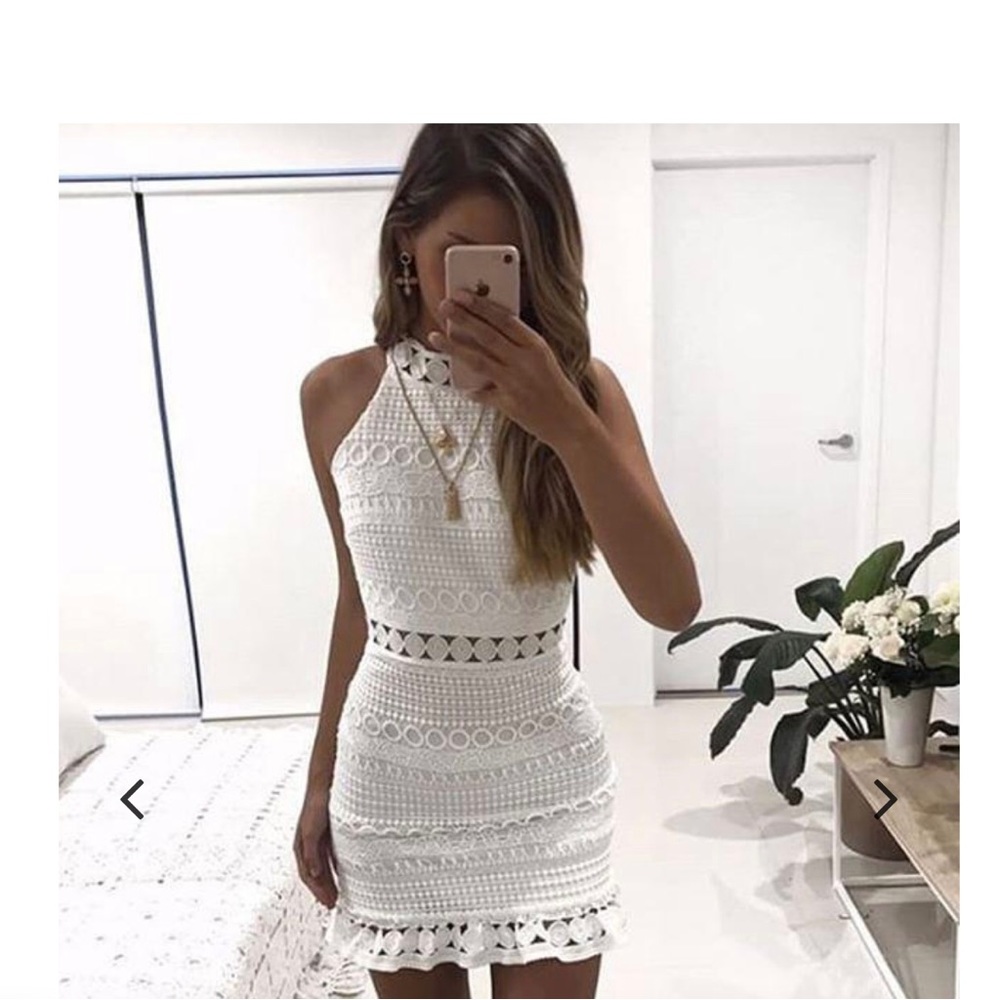 Chalk Gazelle White Lace Mini Dress